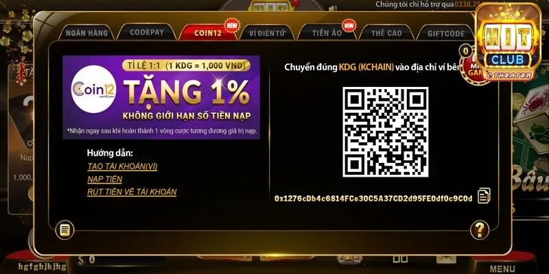 Cách nạp tiền Hitclub với 7 phương thức đơn giản 5 Nạp tiền Coin12